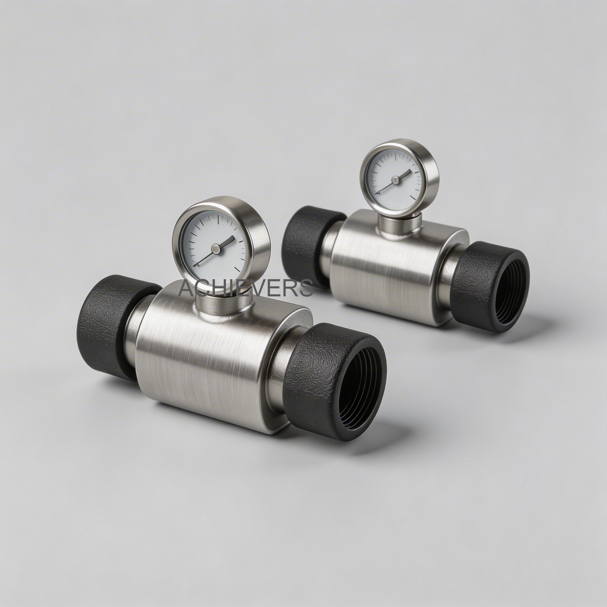 Fuel Flow Meters with labeled components highlighting the anodized aluminum body, 5-digit LCD screen, and internal turbine rotor that require regular maintenance