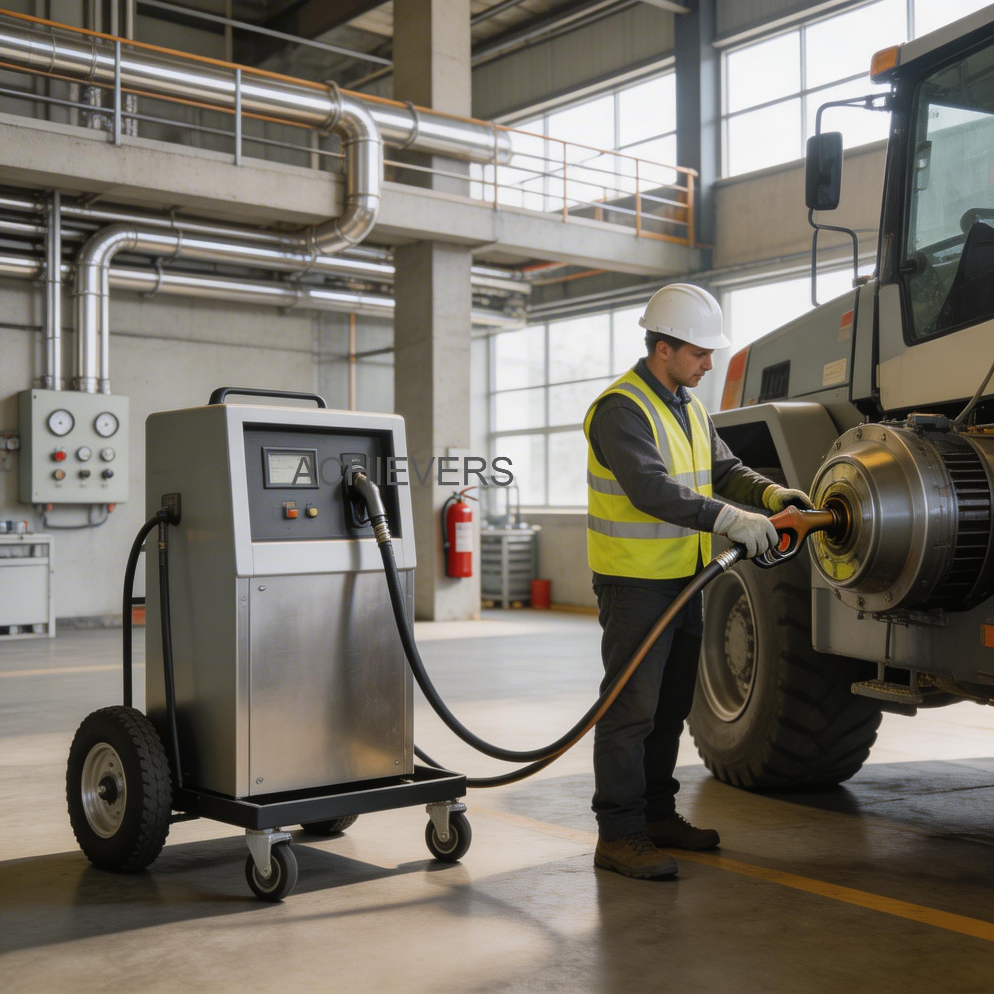 Mobile Diesel Dispenser mounted on a service utility vehicle in active use at a heavy industrial site