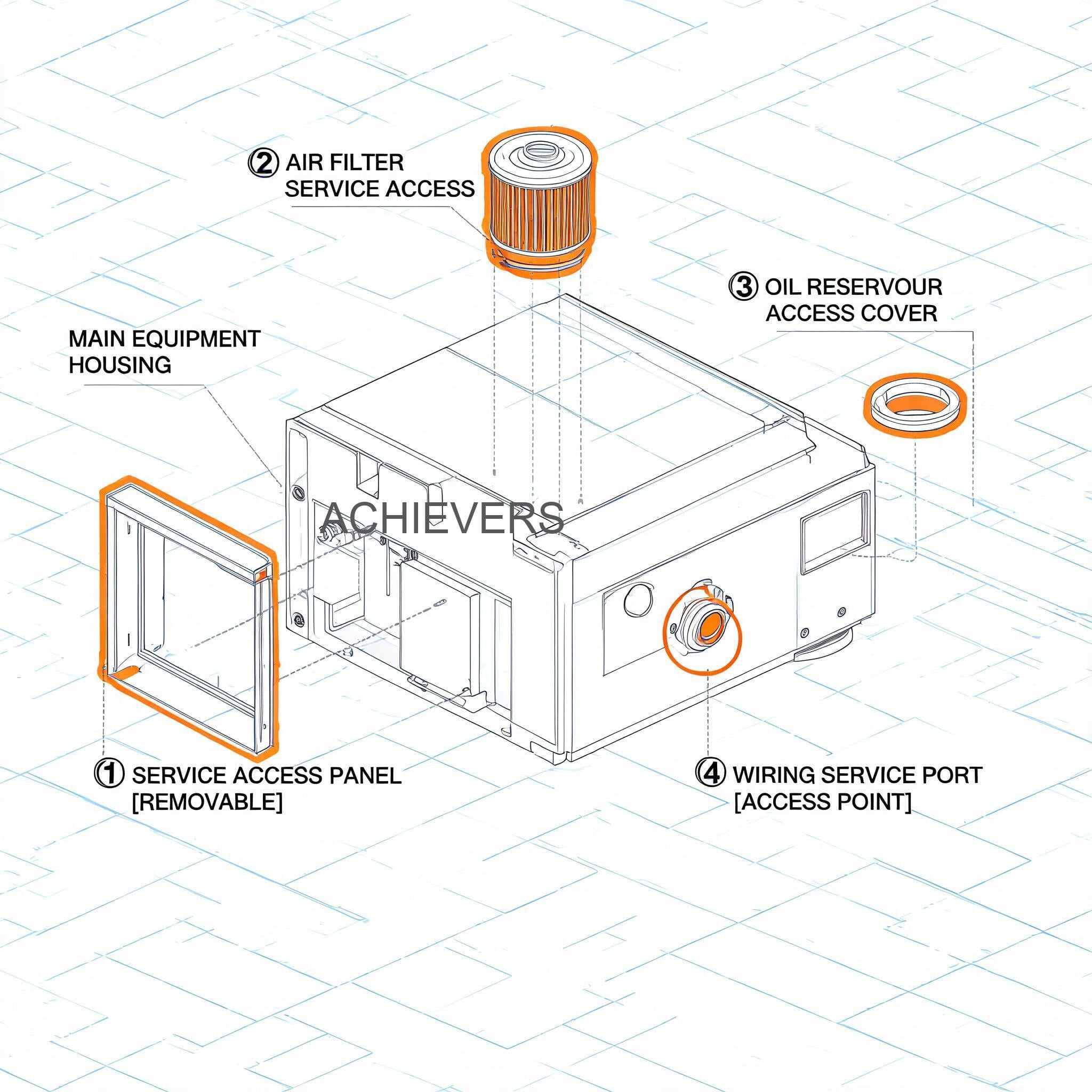 Maintenance diagram or exploded view of Diesel Dispensing showing service access points, control processor, and replaceable filter components