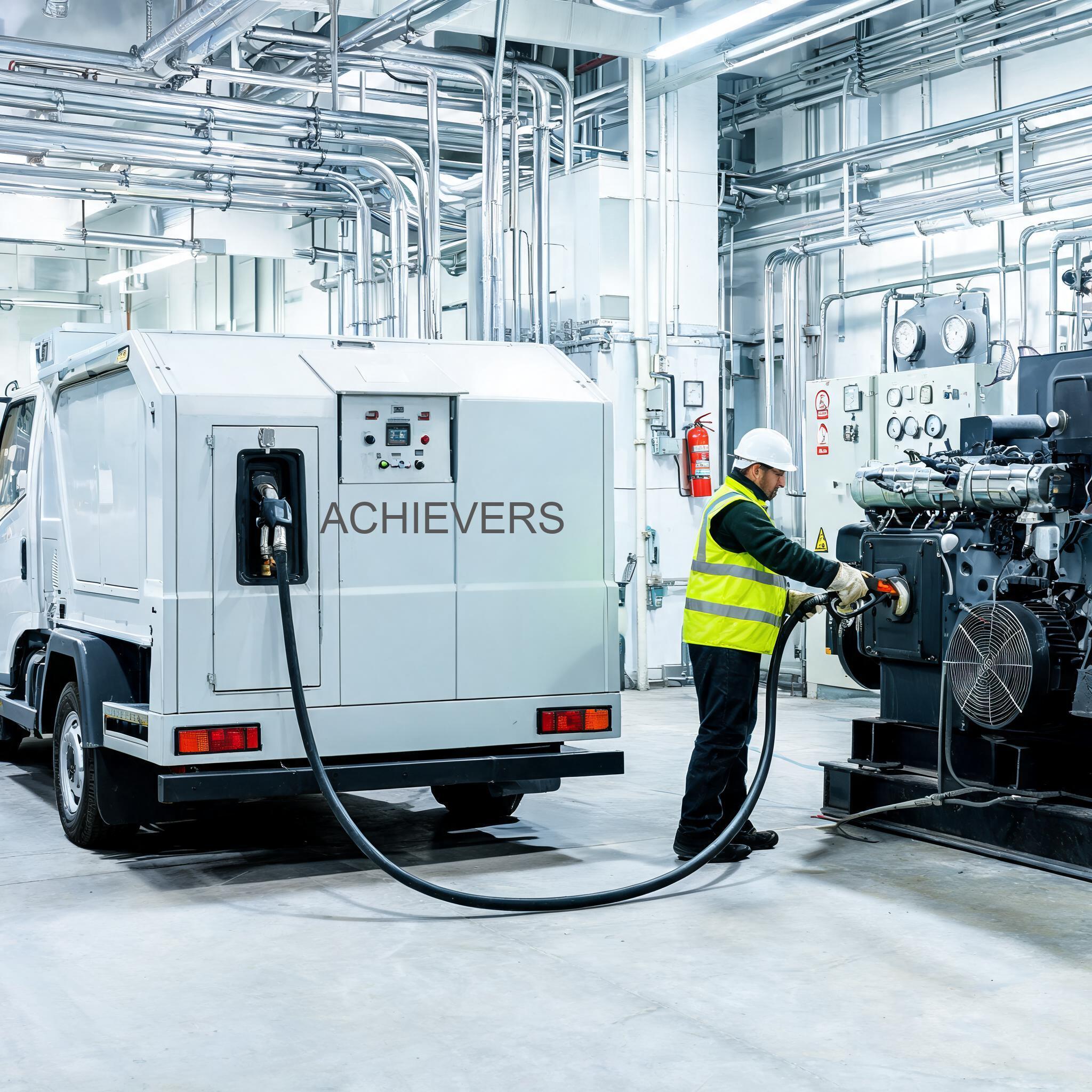 Well-maintained Mobile Diesel Dispenser installation mounted on a utility truck refuelling excavators at a clean Indian industrial site in Gujarat