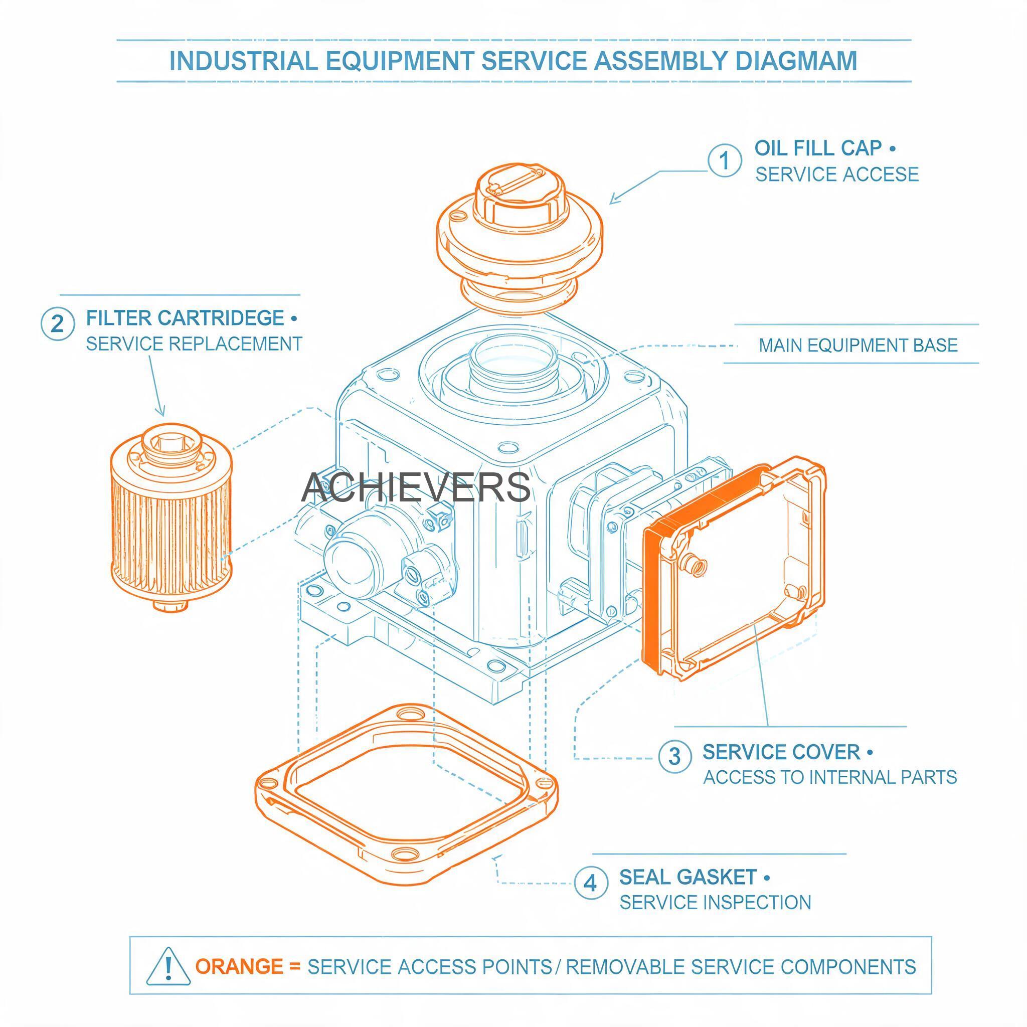 Exploded view diagram of Oil Flow Meters showing service access points, measuring chamber cavities, and replaceable O-rings for Indian plant technicians